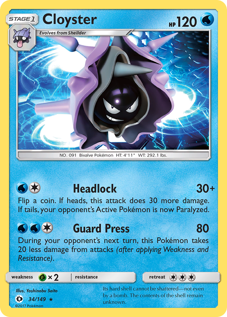 Cloyster (34/149) [Sun & Moon: Base Set] | Exor Games Dartmouth