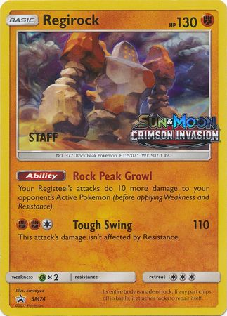Regirock (SM74) (Staff Prerelease Promo) [Sun & Moon: Black Star Promos] | Exor Games Dartmouth