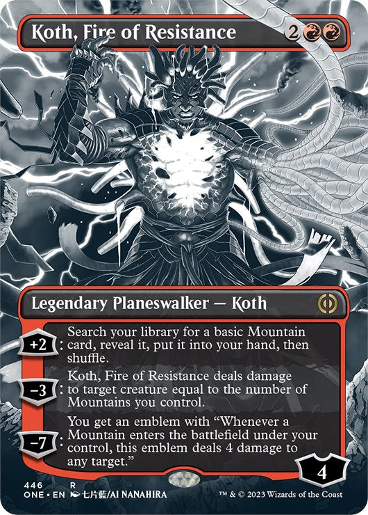 Koth, Fire of Resistance (Borderless Manga Step-and-Compleat Foil) [Phyrexia: All Will Be One] | Exor Games Dartmouth