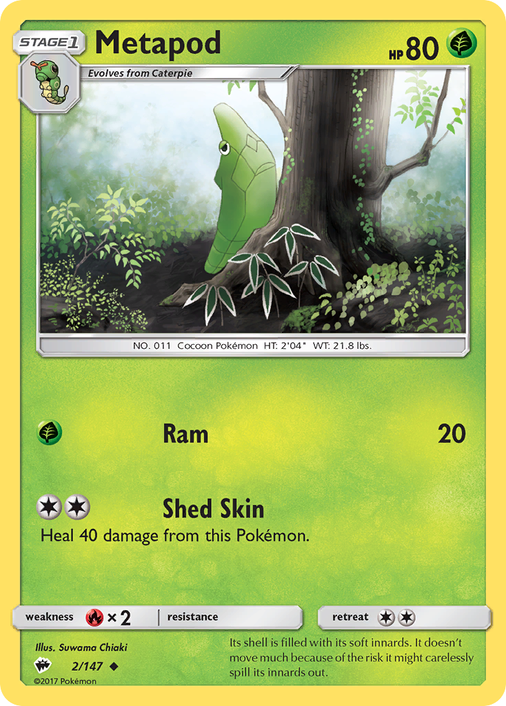 Metapod (2/147) [Sun & Moon: Burning Shadows] | Exor Games Dartmouth