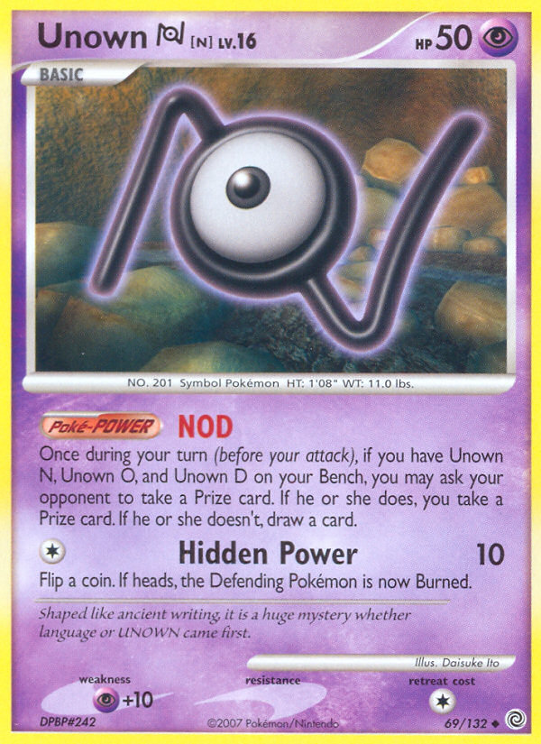 Unown N (69/132) [Diamond & Pearl: Secret Wonders] | Exor Games Dartmouth