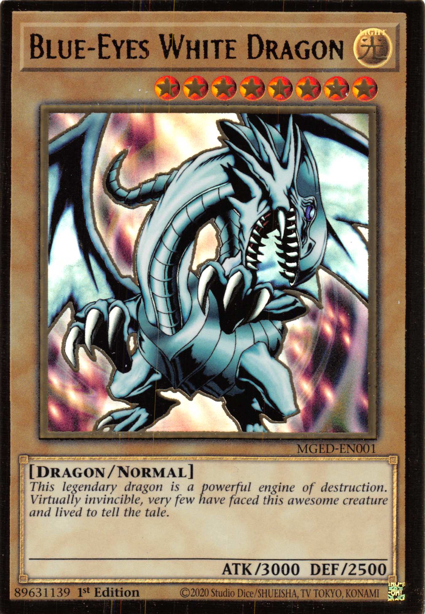 Blue-Eyes White Dragon (Alternate Art) [MGED-EN001] Gold Rare | Exor Games Dartmouth