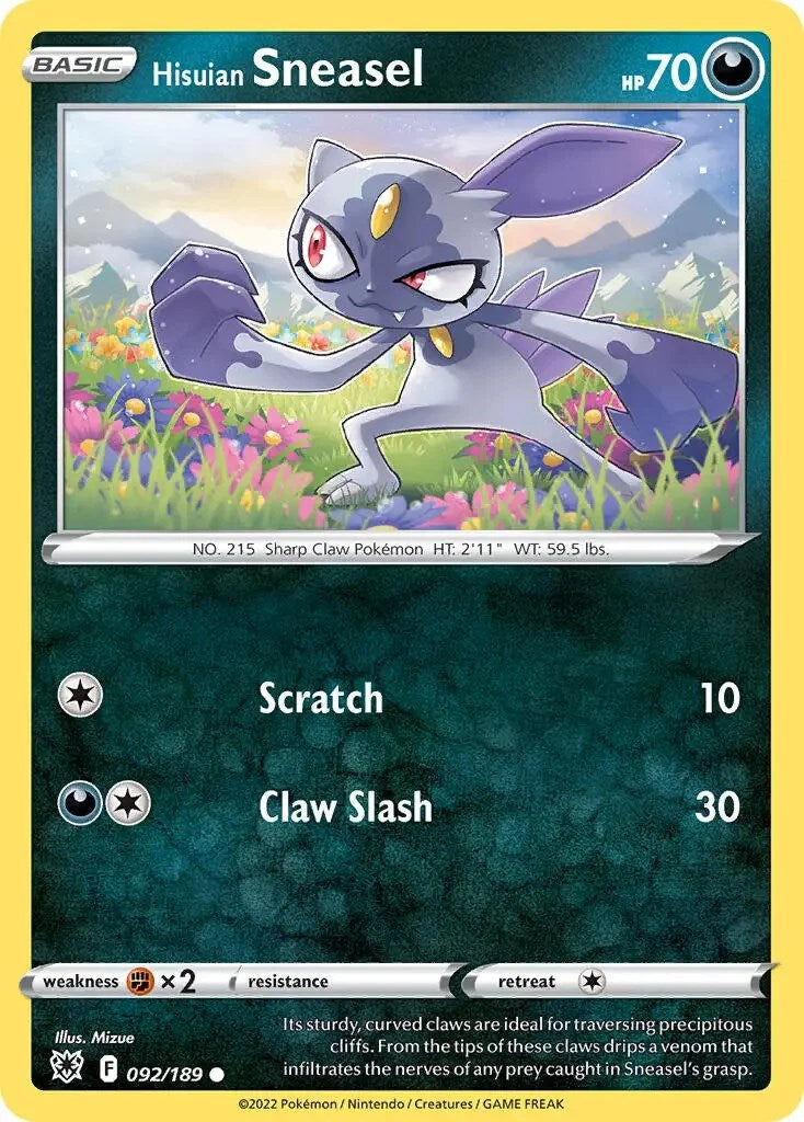 Hisuian Sneasel (092/189) (Theme Deck Exclusive) [Sword & Shield: Astral Radiance] | Exor Games Dartmouth