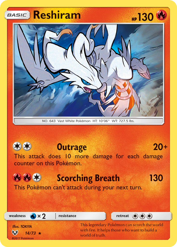 Reshiram (14/73) [Sun & Moon: Shining Legends] | Exor Games Dartmouth