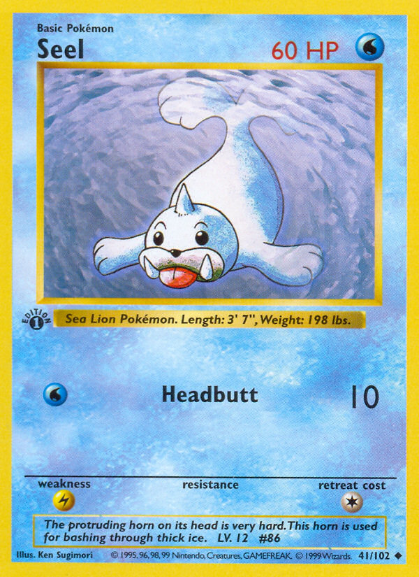 Seel (41/102) (Shadowless) [Base Set 1st Edition] | Exor Games Dartmouth