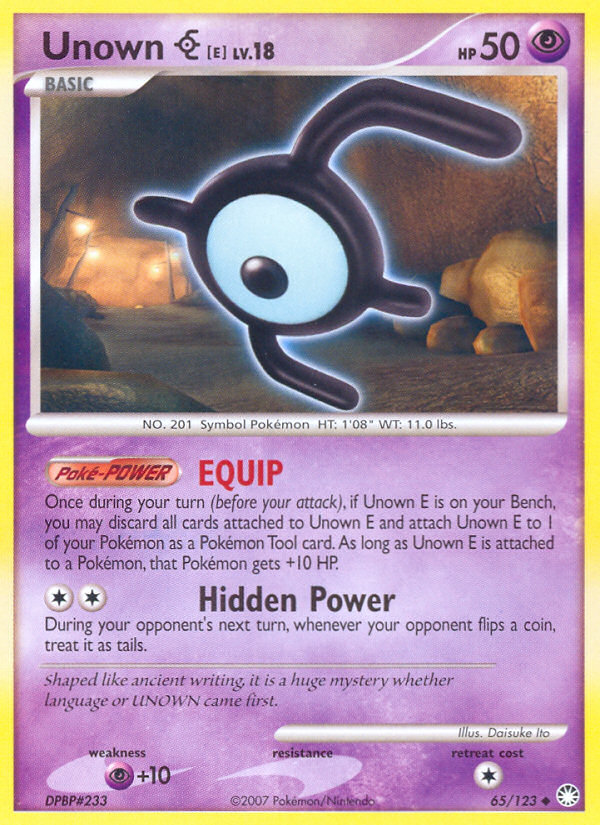 Unown E (65/123) [Diamond & Pearl: Mysterious Treasures] | Exor Games Dartmouth