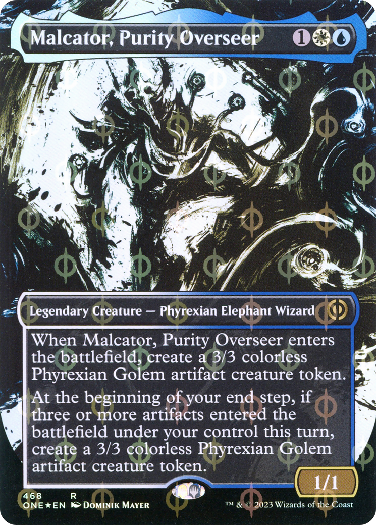 Malcator, Purity Overseer (Borderless Ichor Step-and-Compleat Foil) [Phyrexia: All Will Be One] | Exor Games Dartmouth