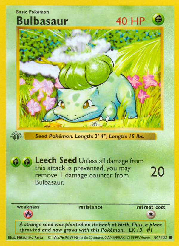 Bulbasaur (44/102) (Shadowless) [Base Set 1st Edition] | Exor Games Dartmouth