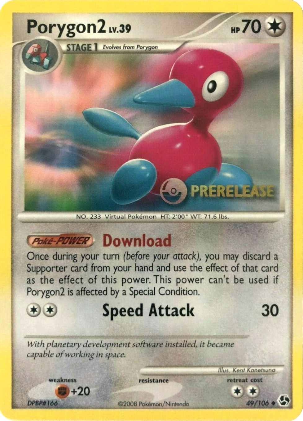 Porygon2 (49/106) (Prerelease Promo) [Diamond & Pearl: Black Star Promos] | Exor Games Dartmouth