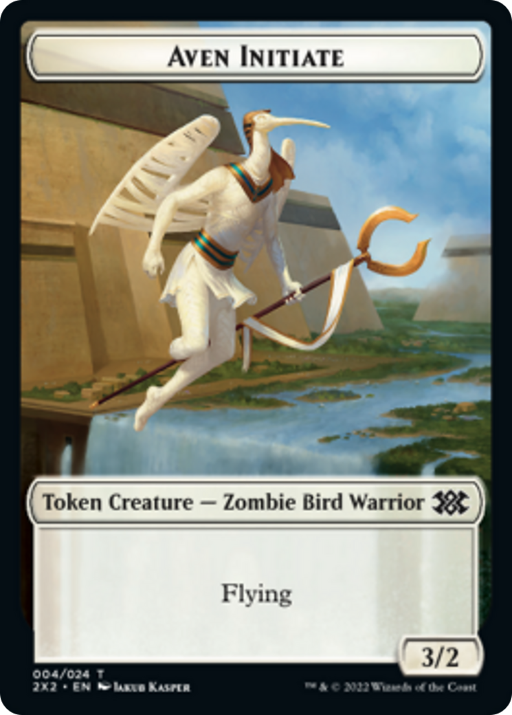 Worm // Aven Initiate Double-sided Token [Double Masters 2022 Tokens] | Exor Games Dartmouth