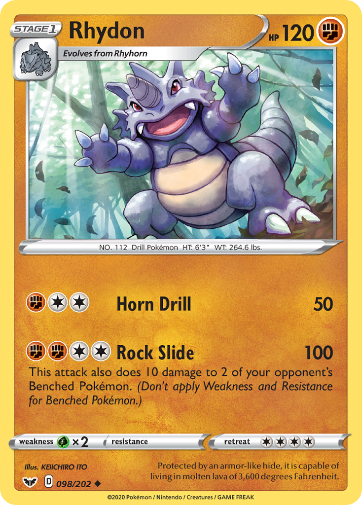 Rhydon (098/202) [Sword & Shield: Base Set] | Exor Games Dartmouth