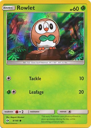 Rowlet (9/149) (Water Web Holo) [Sun & Moon: Base Set] | Exor Games Dartmouth