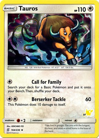 Tauros (164/236) (Pikachu Stamp #37) [Battle Academy 2020] | Exor Games Dartmouth