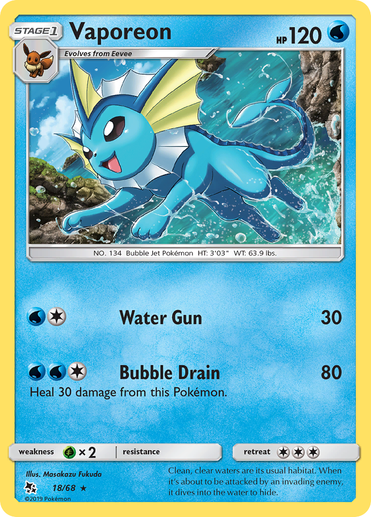 Vaporeon (18/68) [Sun & Moon: Hidden Fates] | Exor Games Dartmouth